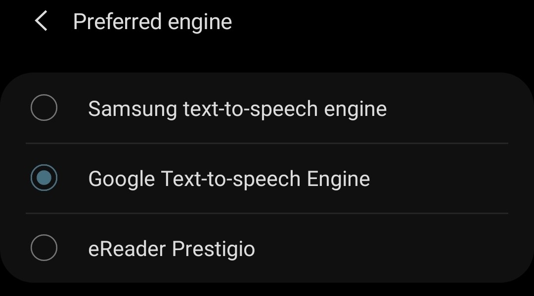 Select "Google Text-to-sppech Engine"